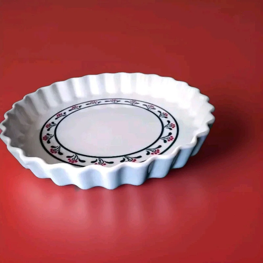 Vintage Copco Quiche Pie Dish Fluted, Country Fine Porcelain 1982  10